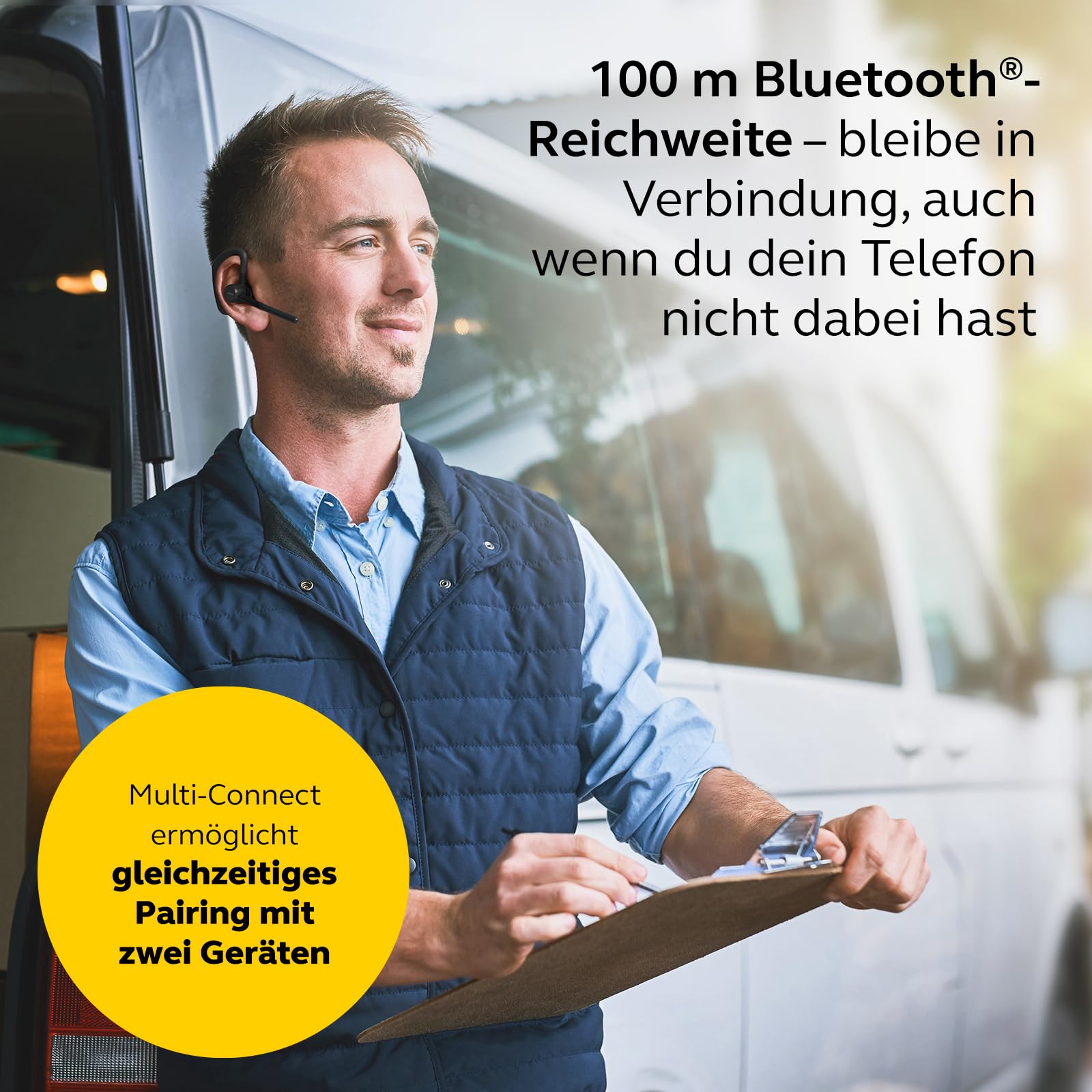 Jabra Perform Go 4 Mono Bluetooth Headset, Einohr-Wireless-Headset mit Dual-Mikrofon Geräuschunterdrückung, 11 Stunden Sprechzeit, Bluetooth 5.3 Multipoint, IP54, USB-C Laden, Austauschbarer Akku