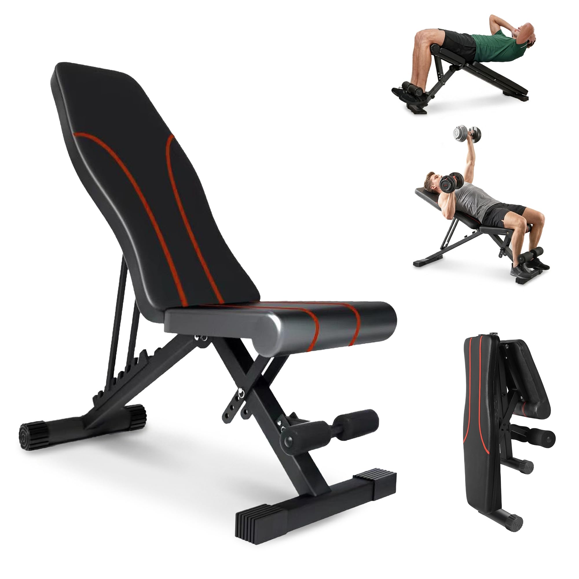 Adjustable Weight Bench Foldable – Incline Decline Adjustable Weight Bench for Home Gym, Heavy Duty 800LB Utility Bench for Full Body Workout, Sit Up & Bench Press Training