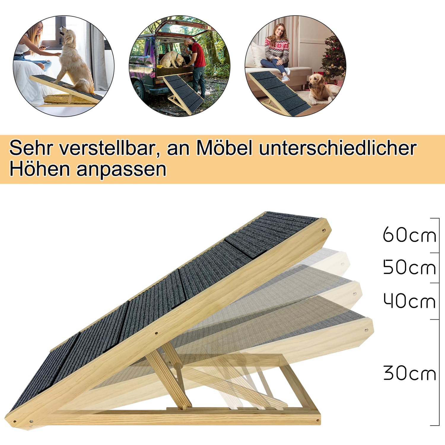 Aufun cane rampa cane scale auto pieghevole per gatti grandi e piccoli cani, cane rampa antiscivolo, piattaforma di atterraggio si collega senza soluzione di continuità, fino a 100 kg