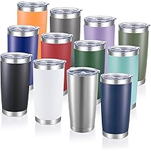 20 oz Tumblers Bulk Stainless Steel Tumbler with Lid Double Wall Vacuum Insulated Coffee Mug 20oz Powder Coated Cup for Hot and Cold Drinks, Mix Color, 12 pack
