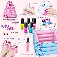 Vista 4 de Kit de Día de Spa para Niñas Juguete - Conjunto de Esmalte de Uñas para Regalos de Niñas 7-12 - Día de Spa de Pies para Niña para Manicuras Pedicura