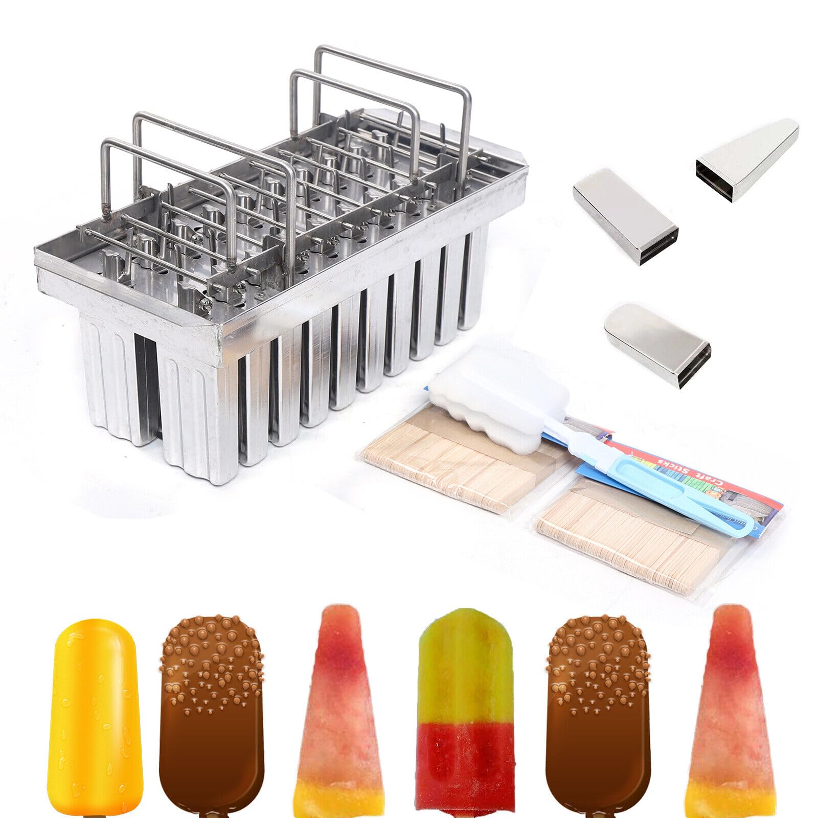 DNYSYSJ Stainless Steel Popsicle Molds 20PCS Commercial & Home Use, Silver, 3 Oz, Bpa Free, Phthalate Free, Pvc Free, Cylinder Shape