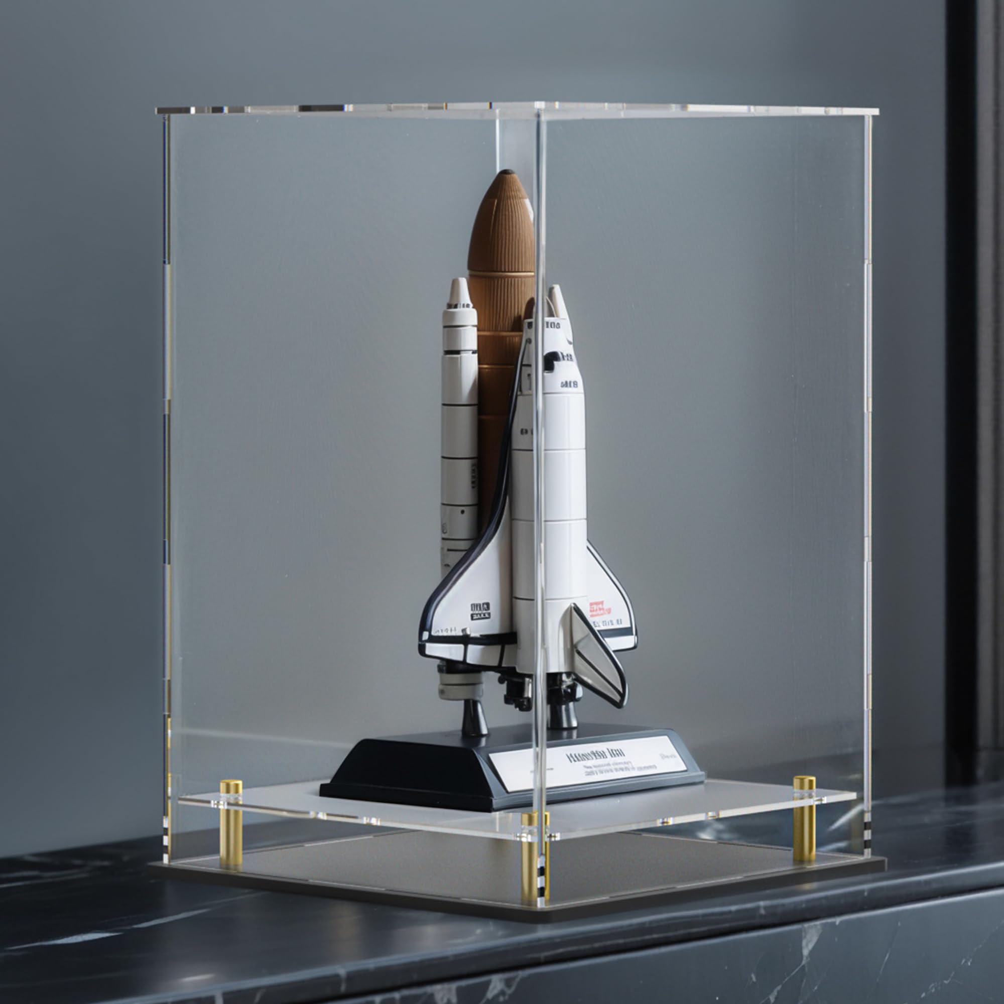 Acrylic Display Case with Removable Floating Shelf and Thick Base