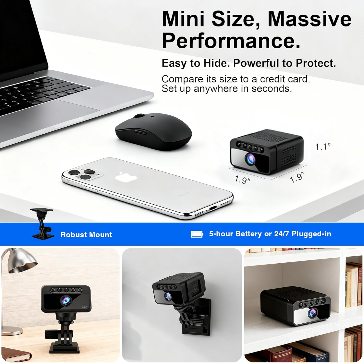 Smartphone screen showing the AOBOCAM app interface with AI Motion Detection settings and cloud storage options.