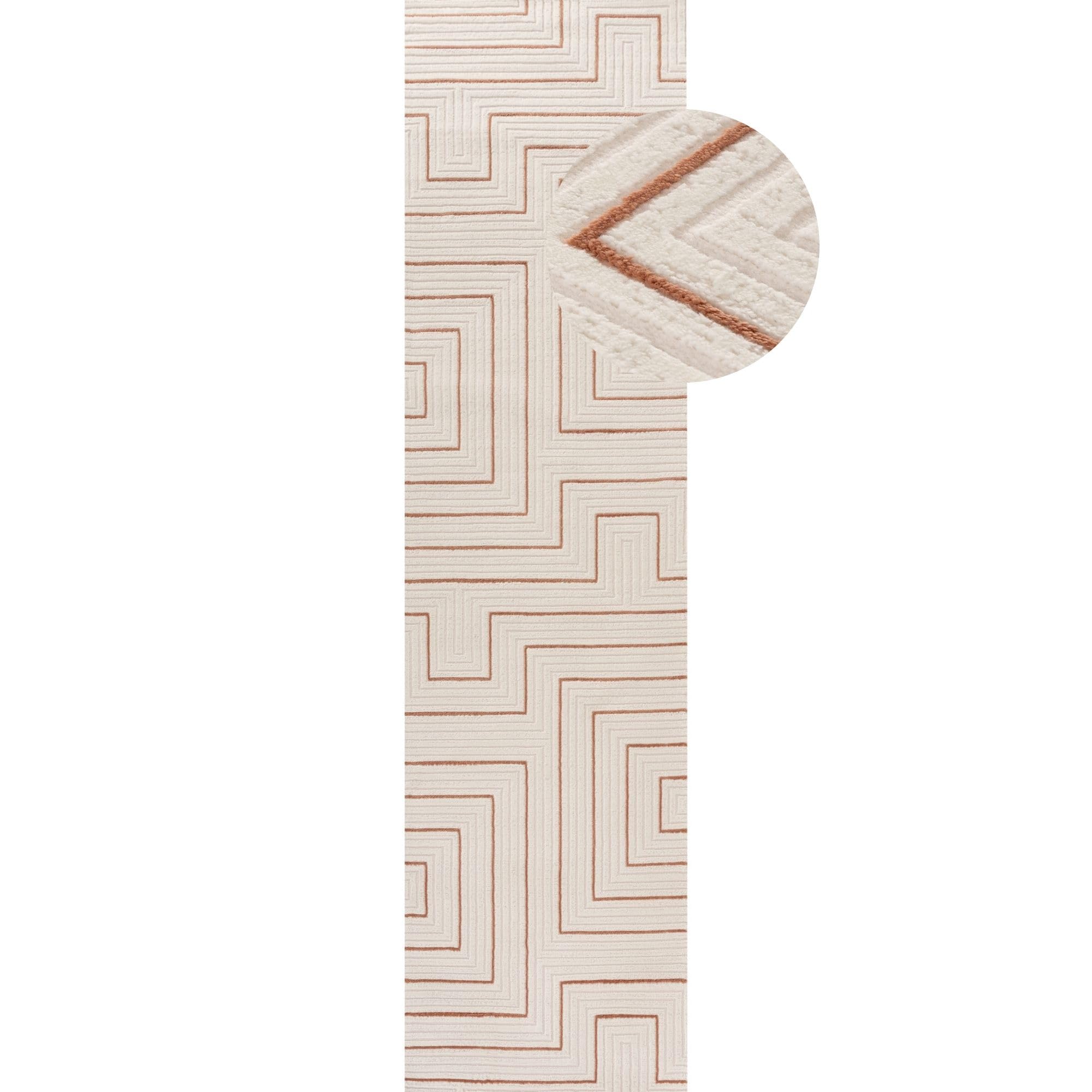 The Rugs Cream Carmel -Terra Geometric Rug | 6040 - 80X300 Cm
