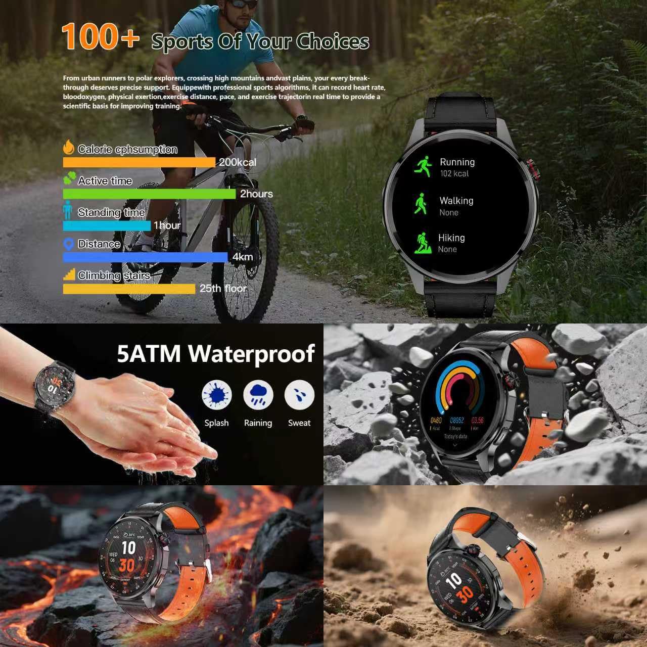 Smart Watch for Men Built-in GPS with Map, 1.46" AI Smartwatch with Health Monitor for Android Phones/iPhone, 100+ Sport Modes Fitness Tracker with Compass/Altitude/Barometer, Text Reply(2 Bands)
