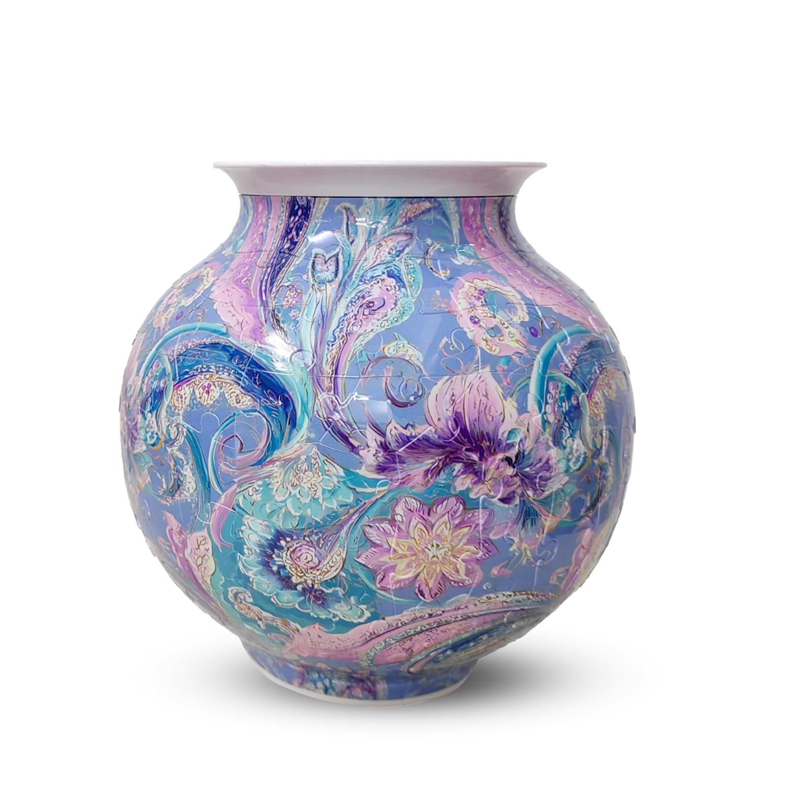 3D Puzzle Vase for Adults Circular, Vase Puzzle Planter with Curved Pieces & Removable Water Cup, Vases for Flower Home and Office Decor (Model 4, Circular)