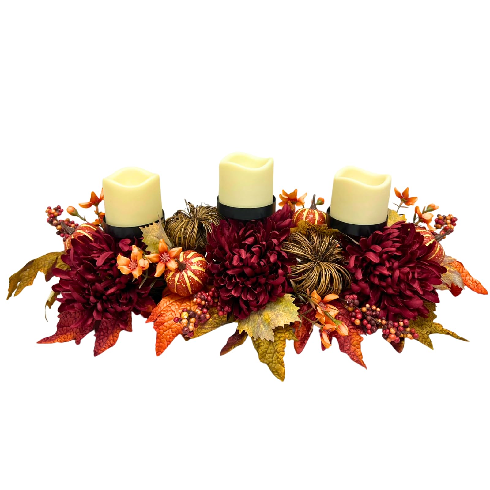 Svndlyn Black, Red, Yellow 25" Fall Candle Holder Centerpiece With Pumpkins For Thanksgiving