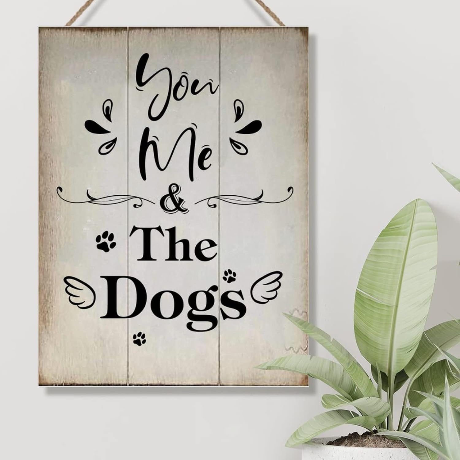 Rustic Wood Art Plaque You Me & The Dogs Wood Wall Art Sign Vintage Farmhouse Wall Hanging Sign Art Decor Plaque with Quotes for Home 18x24in Housewarminmg Gift for Home Wall Decor