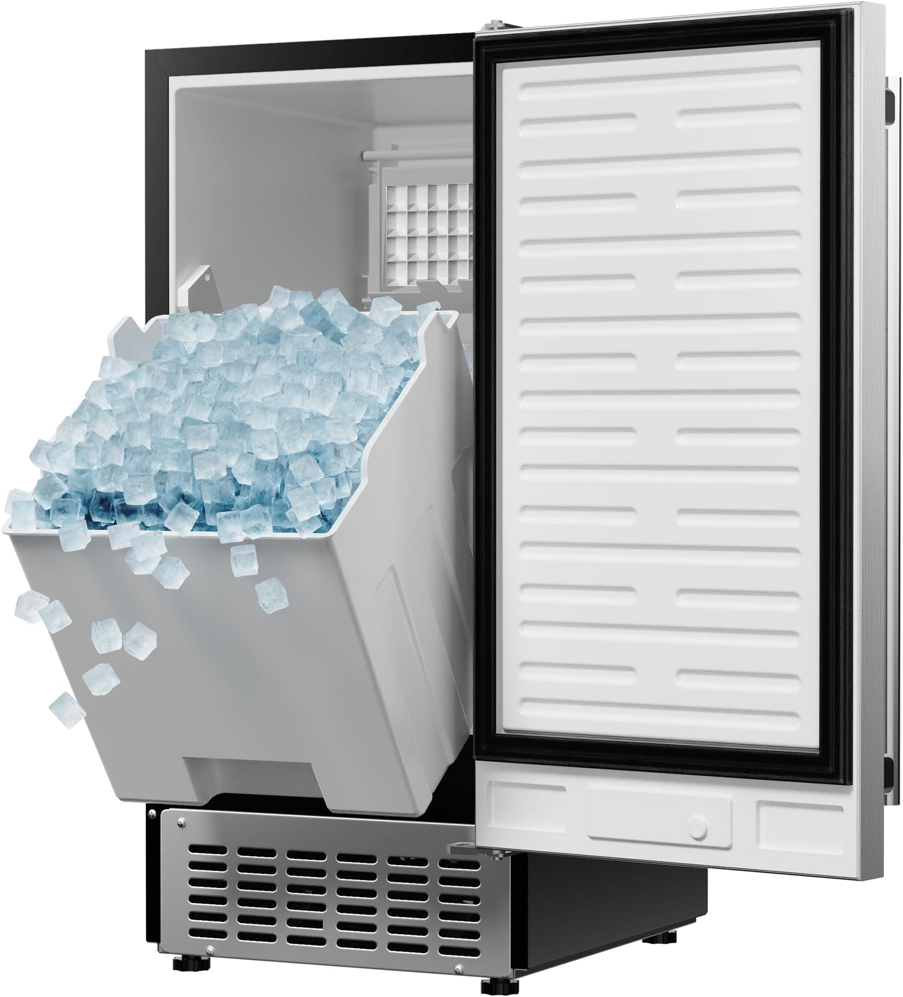 Coolski 15" W Commercial Under Counter Ice Maker Machine, 80 Lbs/Day, Bulit-in Freestanding Ice Machine, Self-Cleaning, Stainless Steel Ice Maker for Home Apartment & Commercial Use