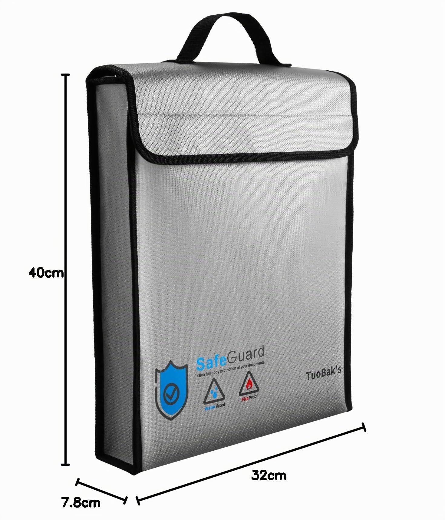 TuoBak's Sac Ignifuge pour Documents, Porte-Documents étanche et Ignifuge | Sac étanche à feu pour Documents de Poches intégrées pour Cartes de crédit en Fibre de Verre de qualité supérieure