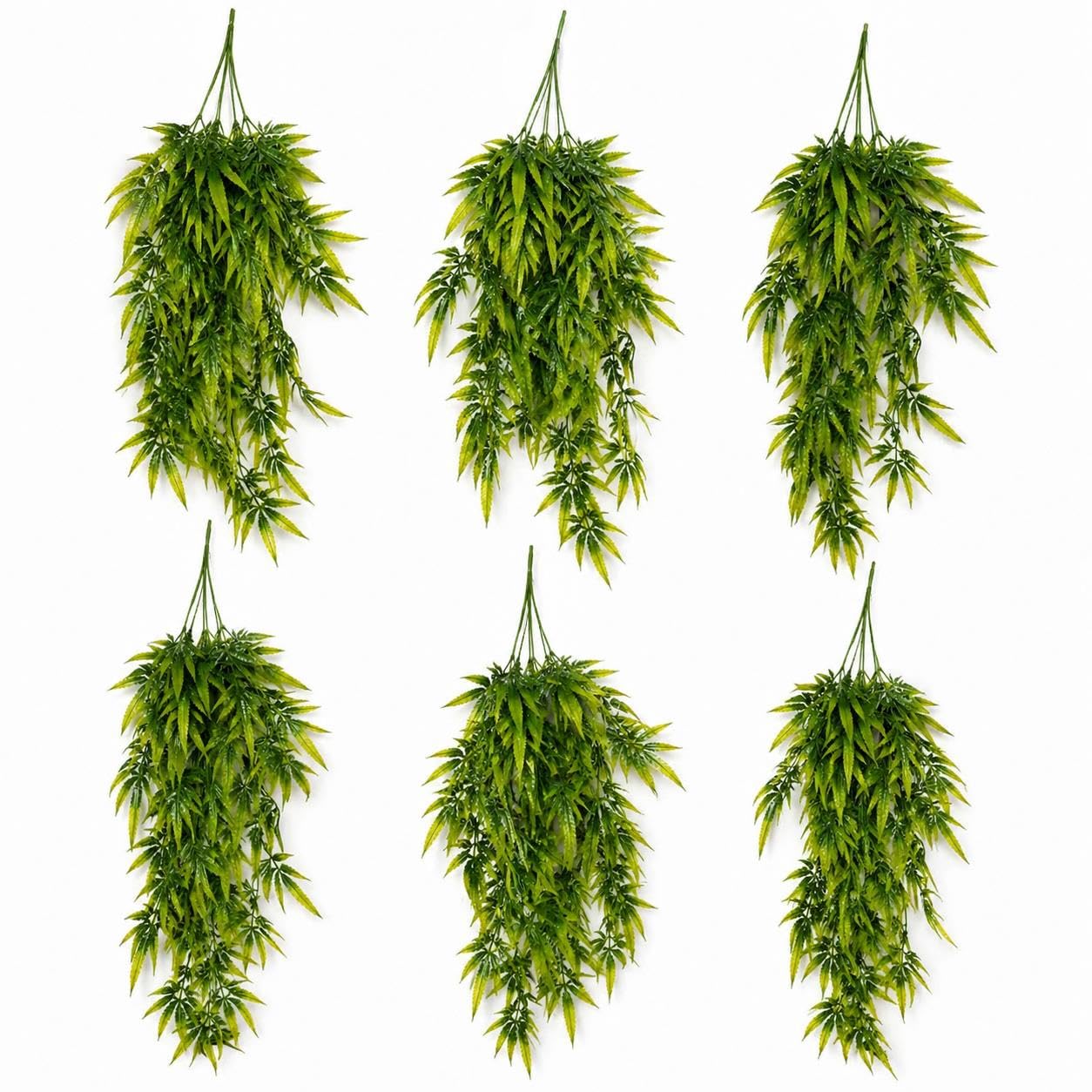 B&Q - Pack Of 6 X 70Cm Artificial Trailing Fern  Plant Hanging Faux Greenery