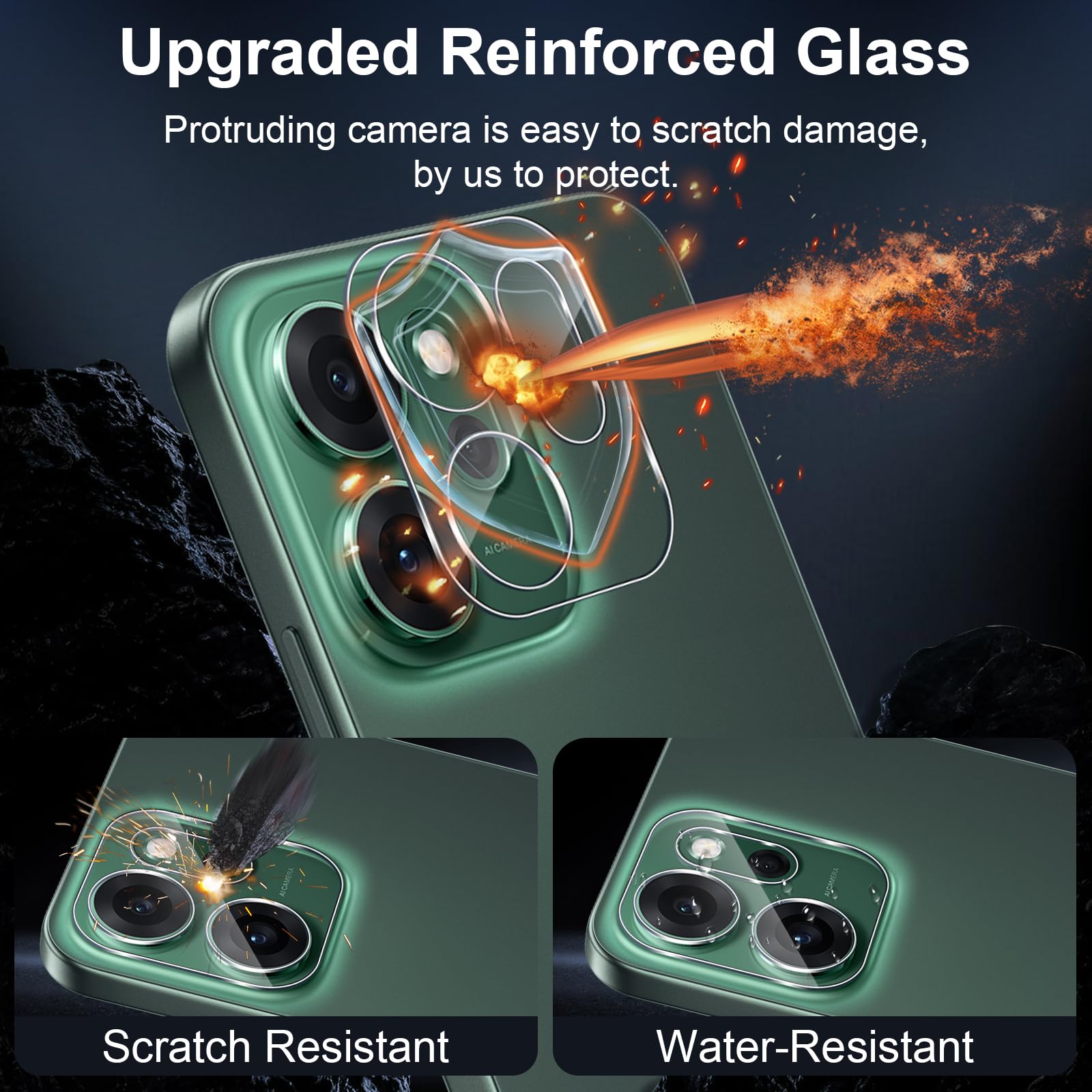 2 Pellicole Vetro Temperato + 2 Protezioni Fotocamera Per OPPO Reno 14F 5G / 14FS 5G | Durezza 9H, HD E Antimpronta - 6