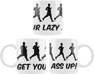 mug GET YOUR LAZY ASS UP! - ceramic motivation Super Mug - Novelty Office Birthday Christmas Coffee Gift Tea Cup Present Funny Mug
