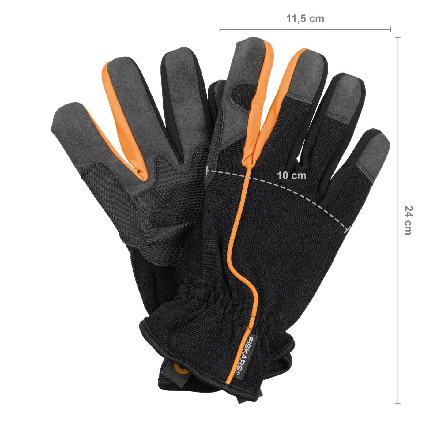 Fiskars Gants de travail et de jardin, Taille 8, Noir/Orange, 1003478