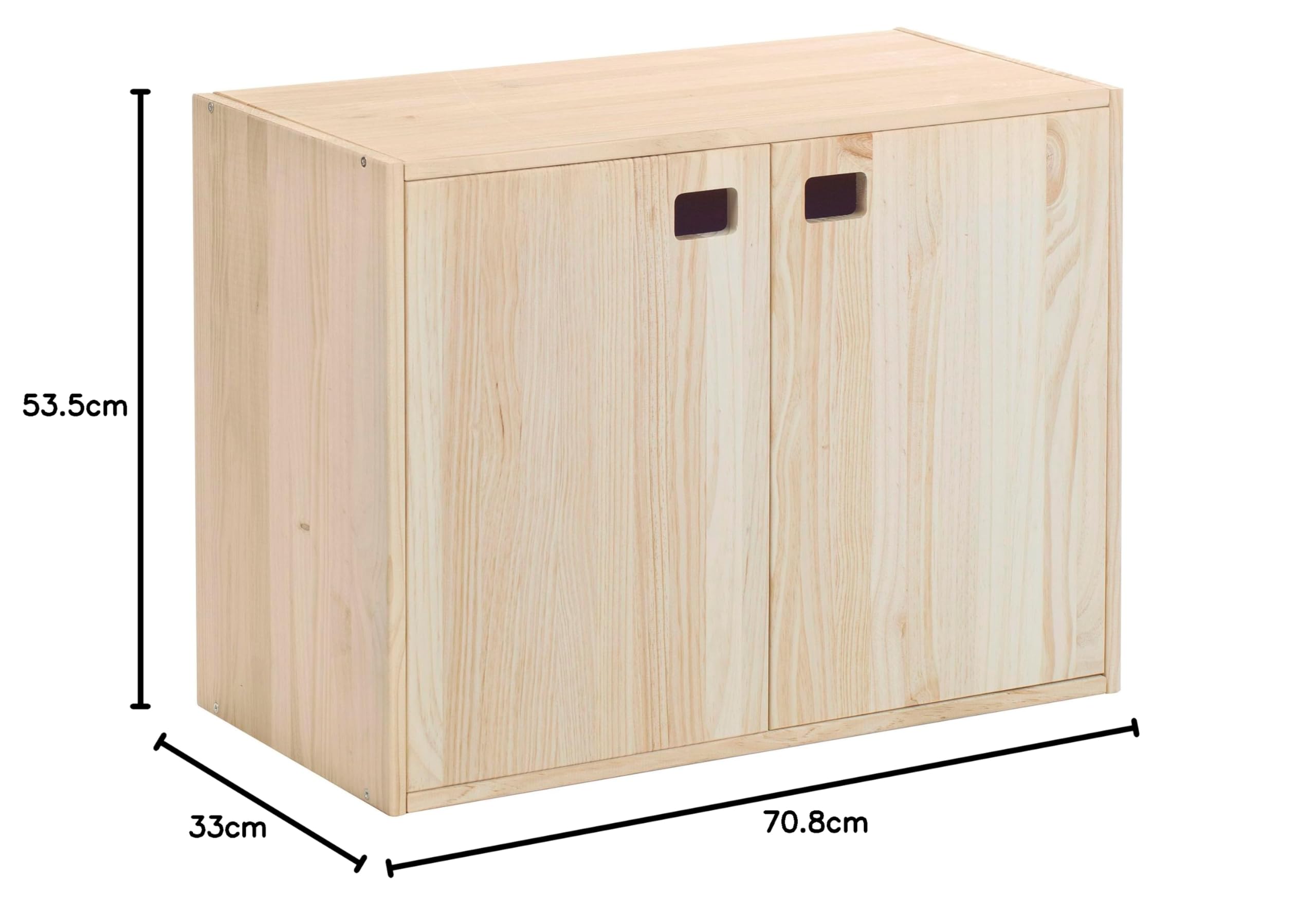 Astigarraga Kit Line Armoire de Rangement Dynamique 2 Portes et 3 étagères, Bois de pin - 53,5 x 70,8 x 33 cm