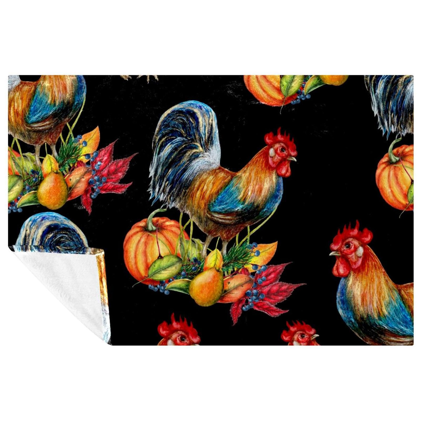 Couverture citrouille anti-froid jeté de lit doux et chaud motif coq