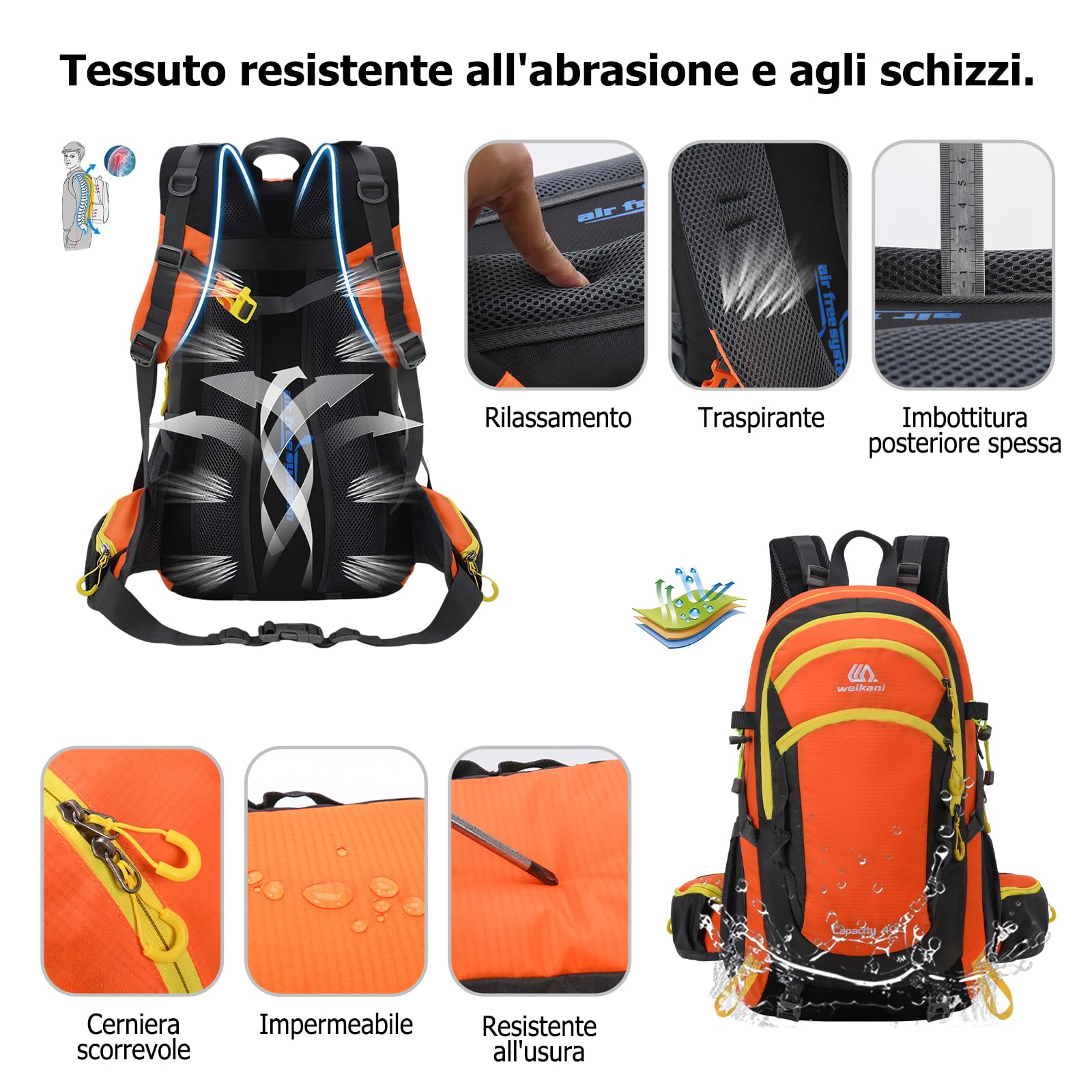 Zaino Trekking 40L Zaino Impermeabile Outdoor con Cinghie di Fissaggio Esterne Ampio Zaini Viaggio per Escursioni Campeggio Gite del Fine Settimana Blu Scuro