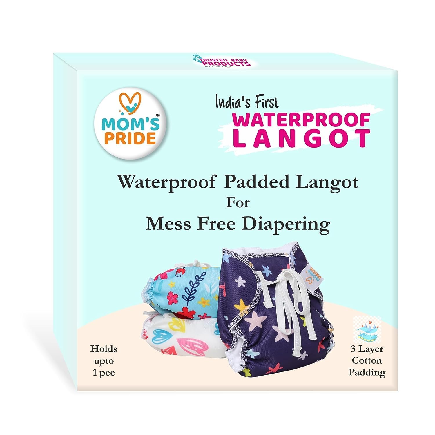 Mom's Pride Waterproof Padded Cotton Smart Langot|Cloth Nappy|Langot With Gentle Elastics & A Stay-Dry Layer On Top (Printed Collection,Pack Of 3, Size- Large (Fits 5-10 Kg) - Unisex-image-30