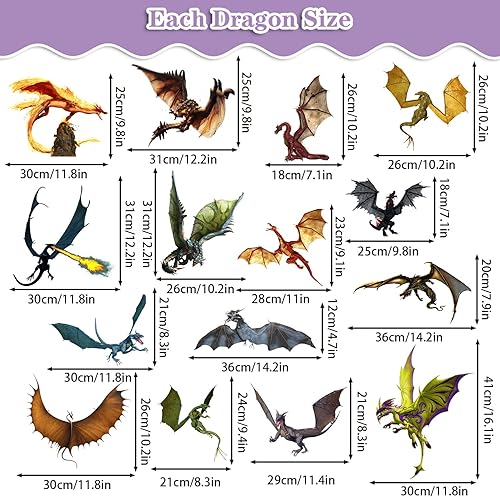 Miniatura 3 de WOYINIS Calcomanía de pared de dragón de fantasía 3D, calcomanías de pared de dragón volador removibles de vinilo para decoración de pared para