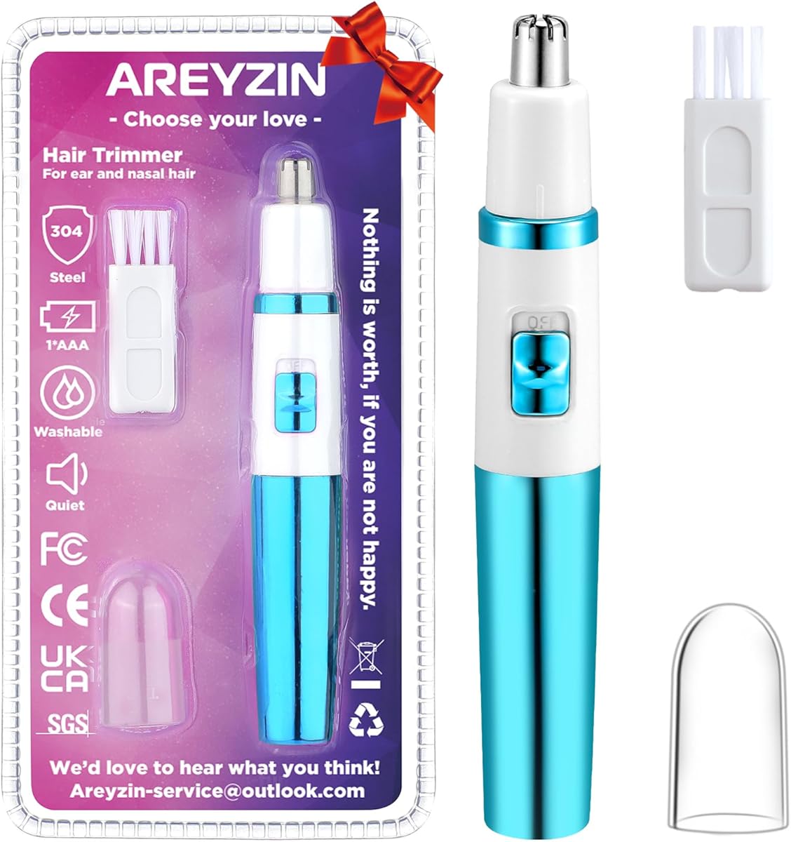 Areyzin Women's Nose Hair Trimmer, Powerful and Versatile, Waterproof and Easy to Clean, Compact and Portable