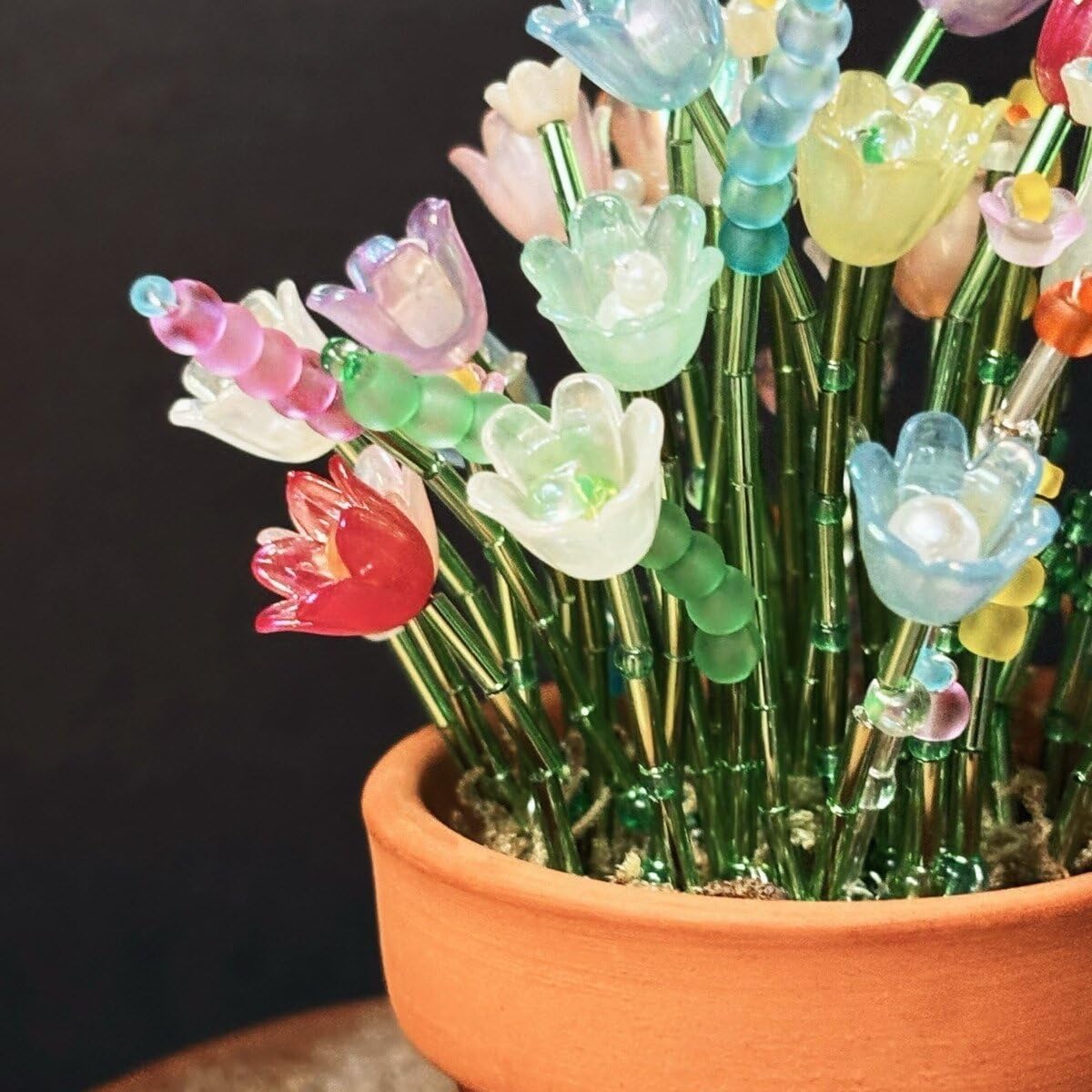 FFATJOJO DIY Beaded Mini Flower Pot Kit, Handmade Craft Supplies for Home Decor and Gifting, Colorful Floral Art Kit image 4
