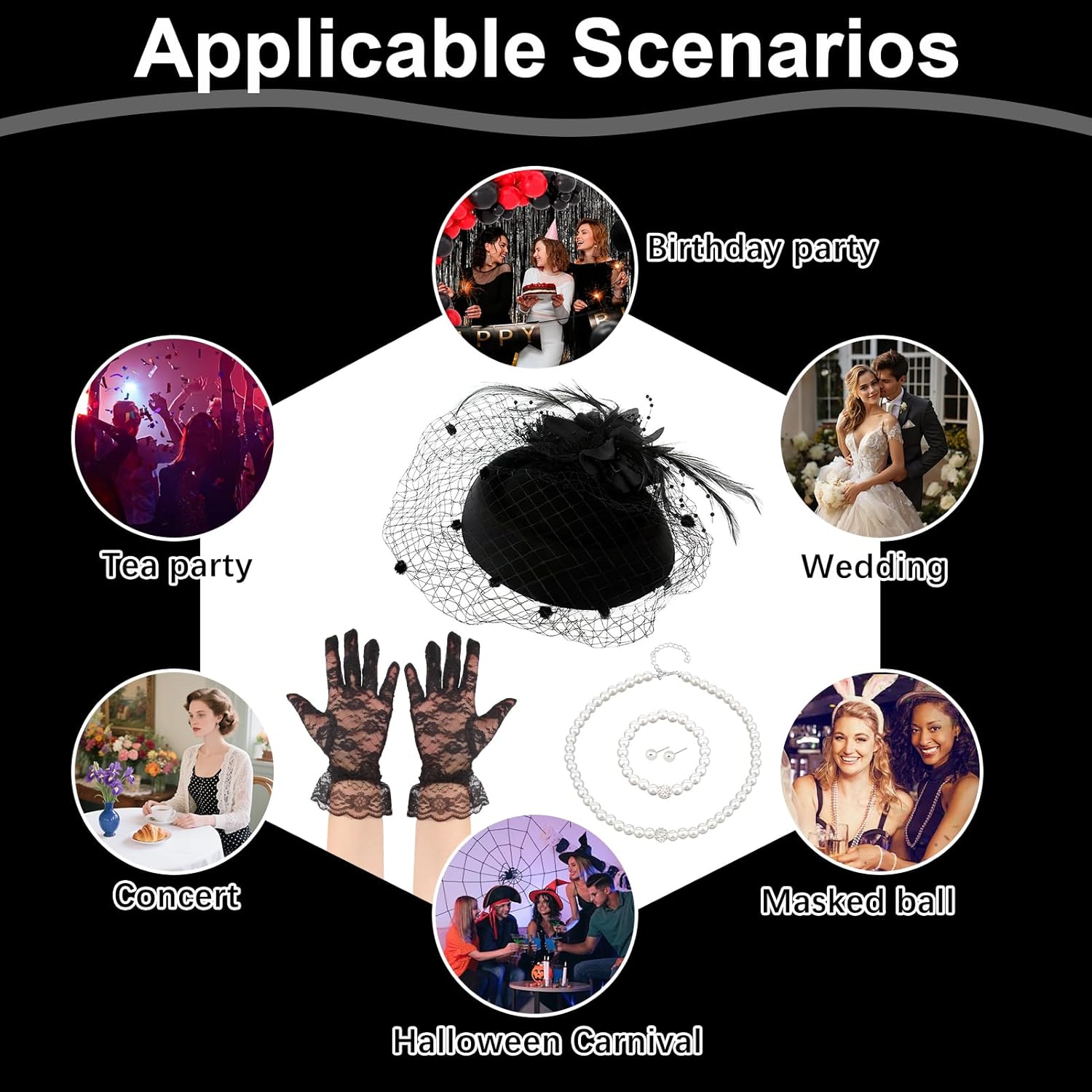 Tea Party Hat and Gloves Set for Women, Vintage Elegant Tea Party Accessories - Image 5