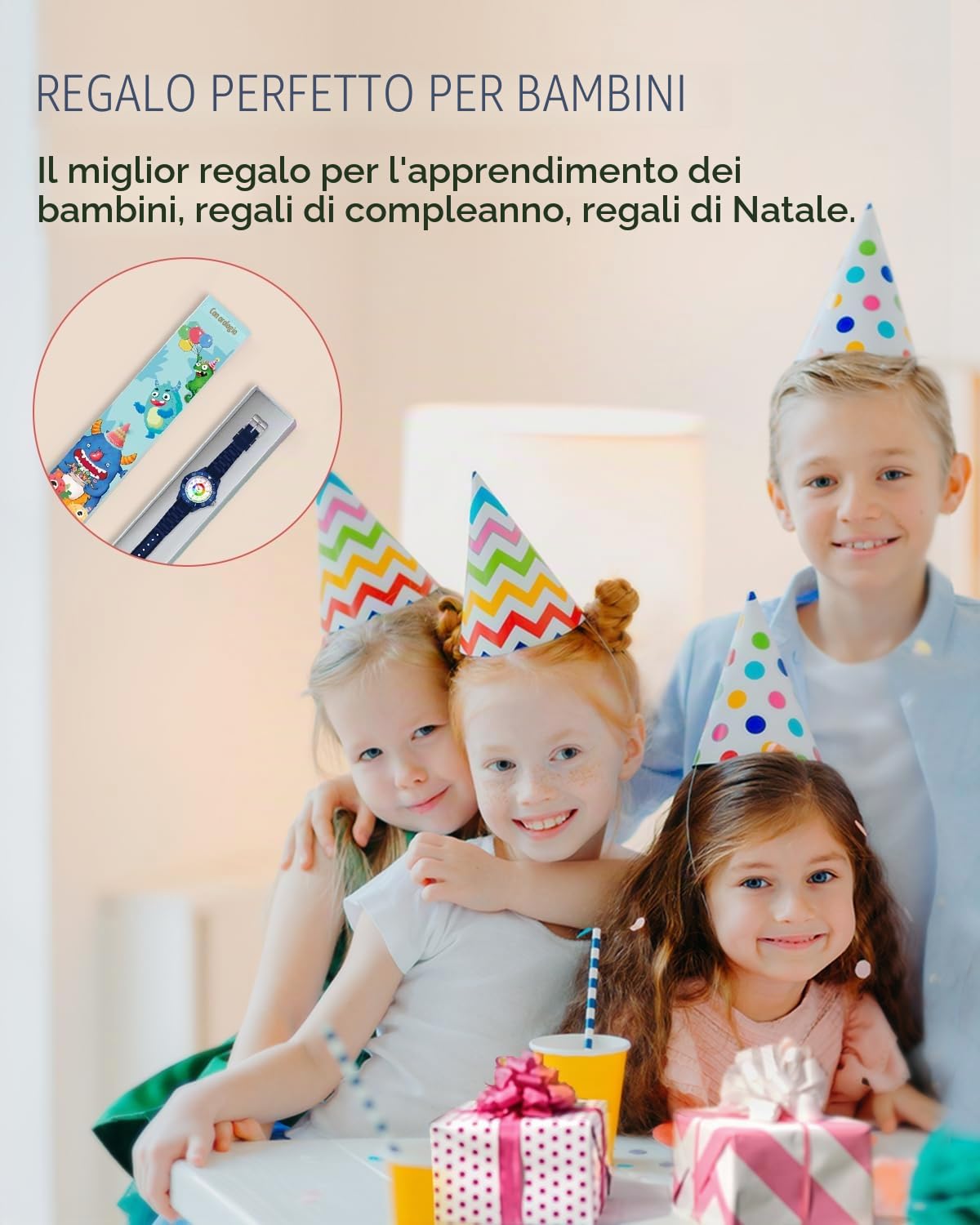 Orologio per bambini per ragazzi e ragazze,orologio da polso educativo per bambini,orologio analogico con lunetta girevole con esercizi,facile da imparare a leggere