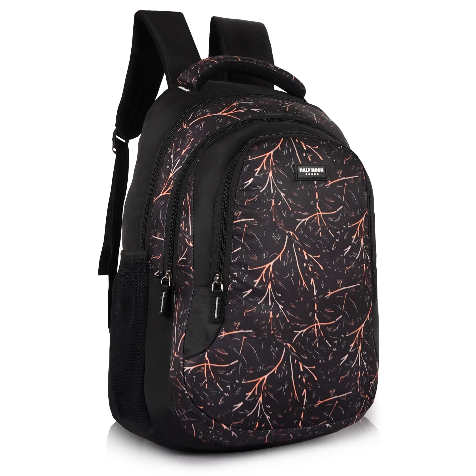 Half Moon Wild Class 5-12 School Bag for Boys Girls | Laptop Bagpack Backpack for Men Women | 3 Zips Stylish And Trendy College Bags for Students (Black)-image-3