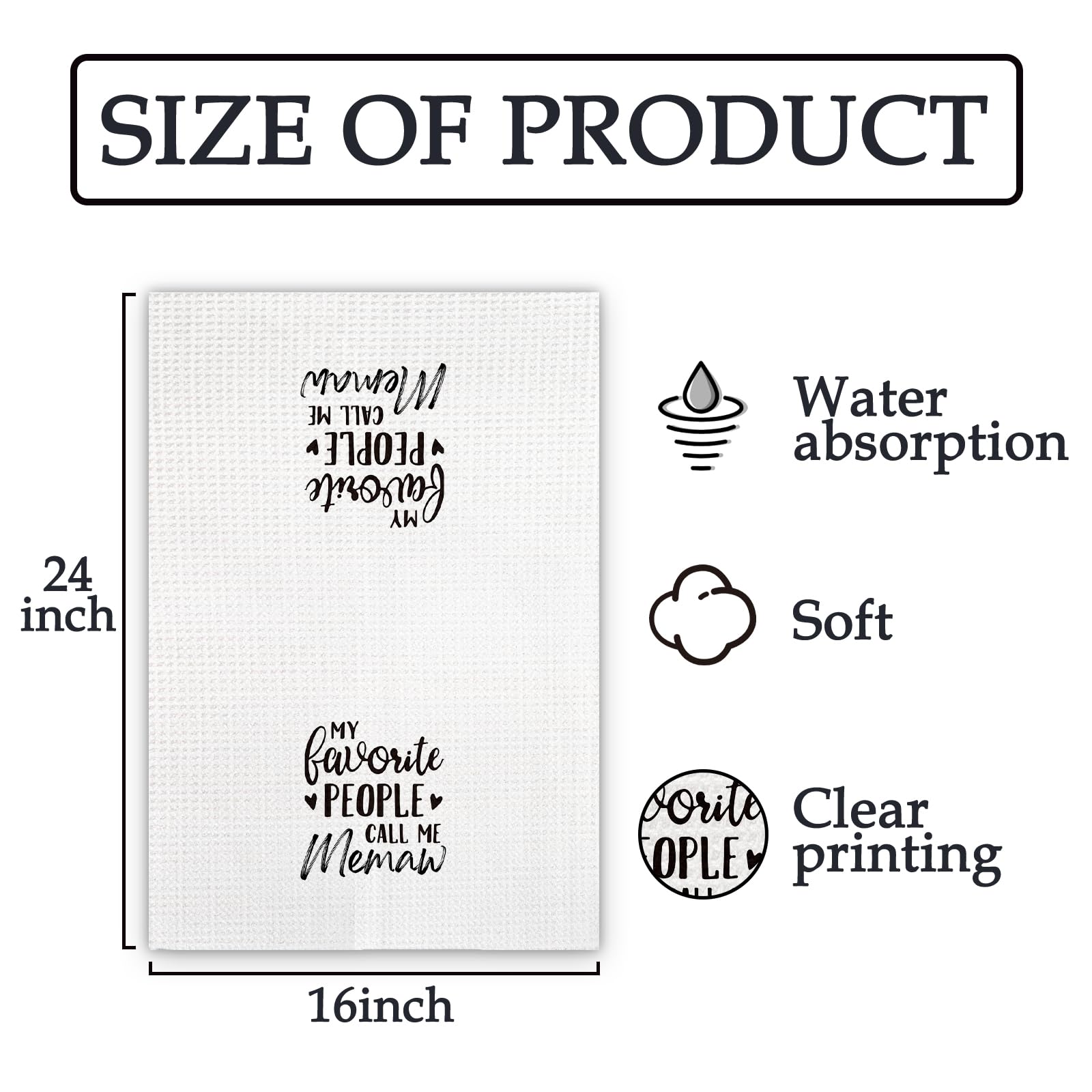 Memaw Gifts Kitchen Towels, Gifts for Memaws Grandma Dish Towels, Memaws Grandma Gifts from Grandkids, My Favorite People Call Me Memaw Decorative Hand Towel for Kitchen Bathroom(16x24 Inch)