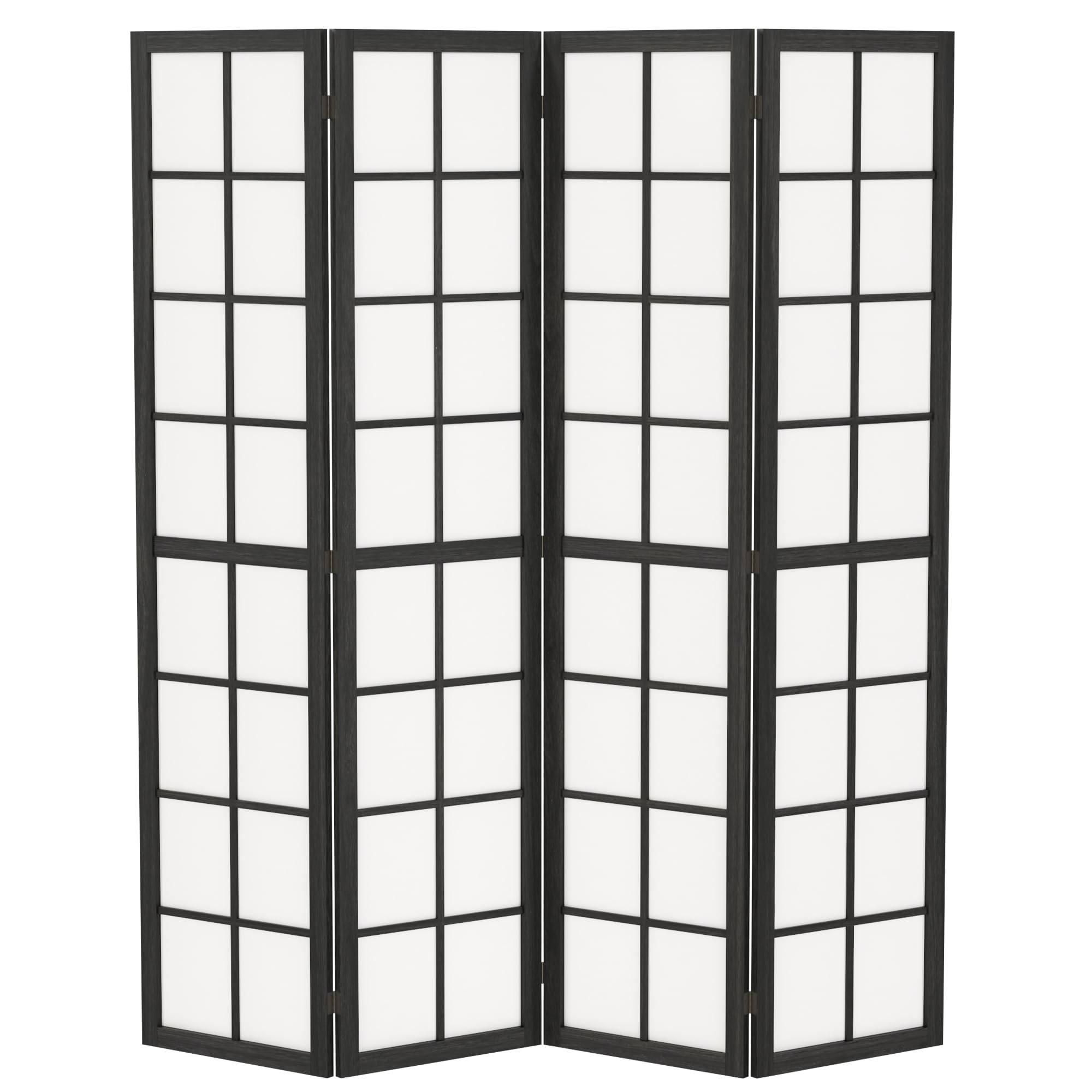 HOMCOM 4 Panel Folding Room Divider, Freestanding Privacy Screen, Indoor Room Partition for Living Room, Bedroom and Office, 160 x 170cm, Black