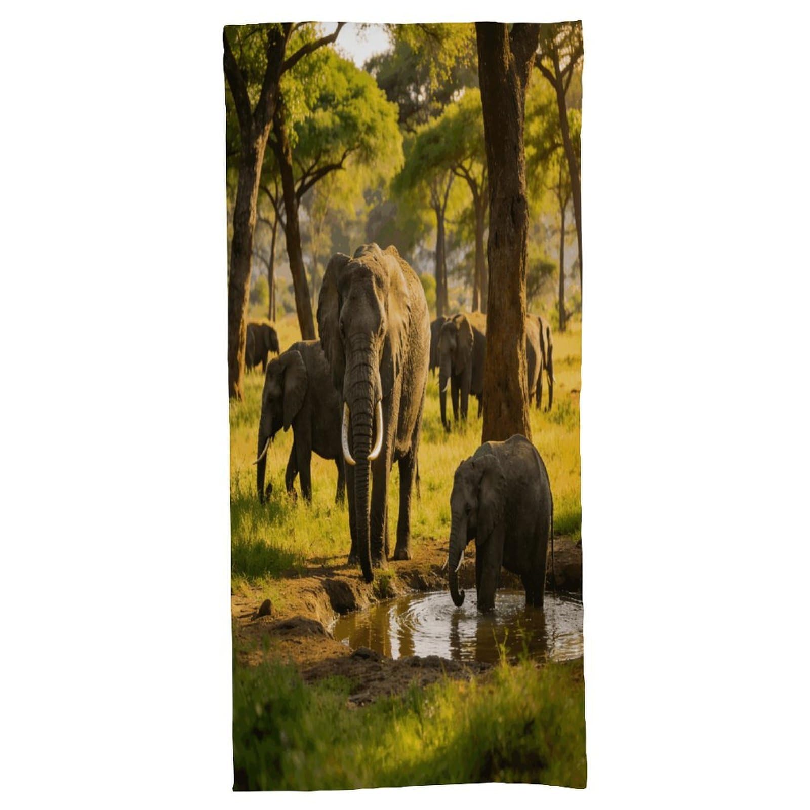 Fodpand Style Natural Trees And Elephants Bath Towel, Highly Absorbent & Quick Drying Beach Towel, Compact & Lightweight Pool Towel For Bathroom, Beach, Pool, Gym, Spa, And Hotel Use