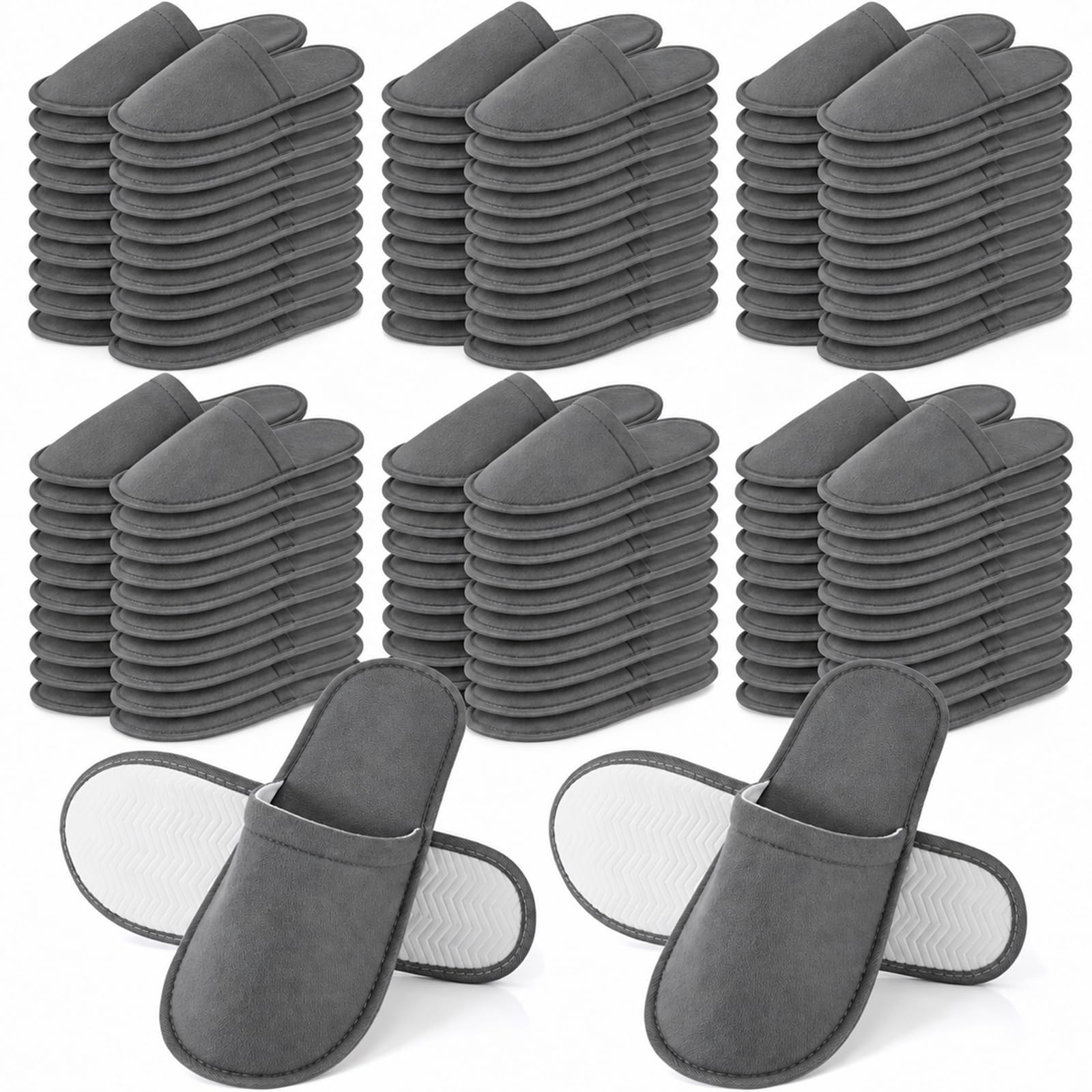 Hicarer 60 Pairs Disposable Slippers for Guests Hotel Bulk, 2 Sizes