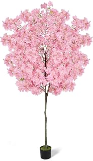 6FT Tall Artificial Cherry Blossom Tree in Pot - Lifelike Pink Fake Sakura for Indoor Outdoor Home Garden Office Decor