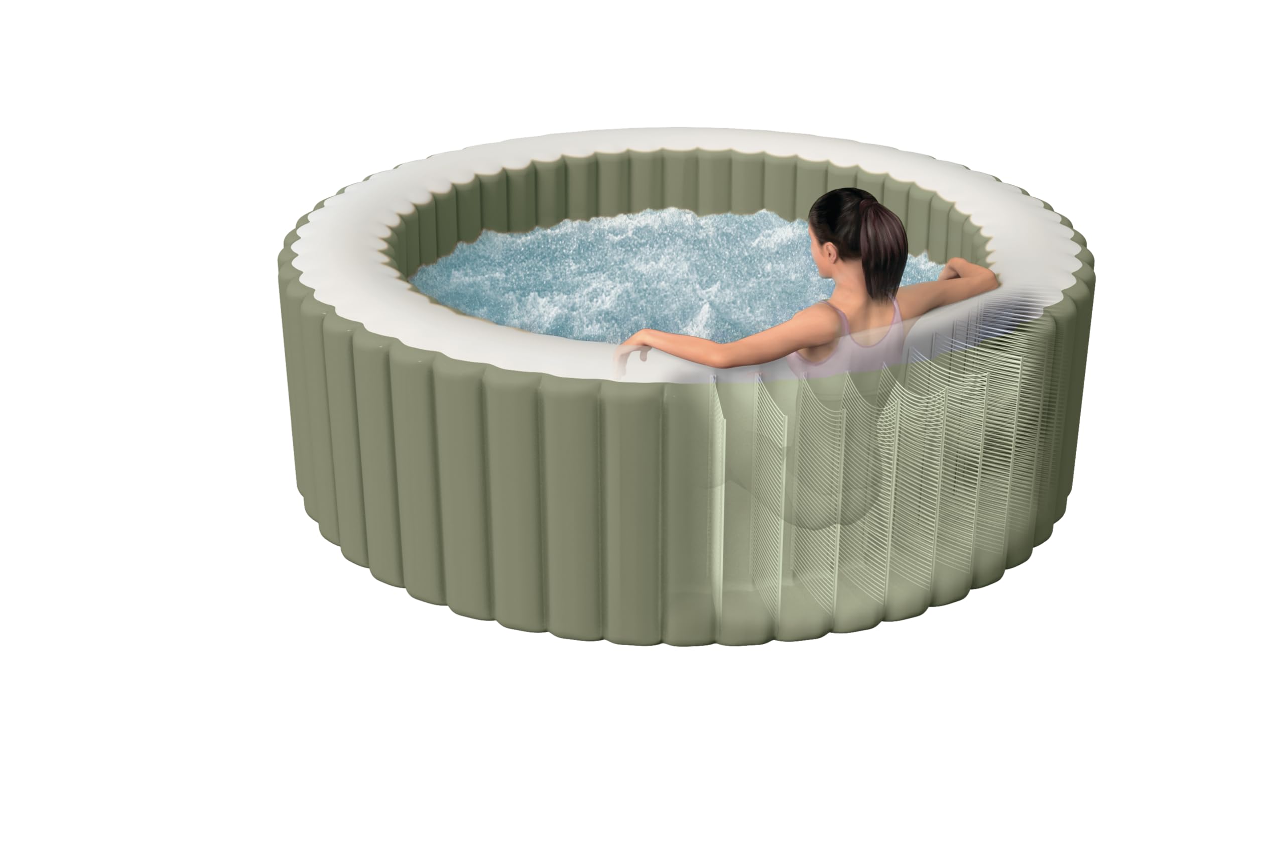 Intex 28412NP - Idromassaggio Gonfiabile Rotondo PureSpa Bubble Massage, 8 Posti, 170 Getti, PVC, Verde, 236x71 cm