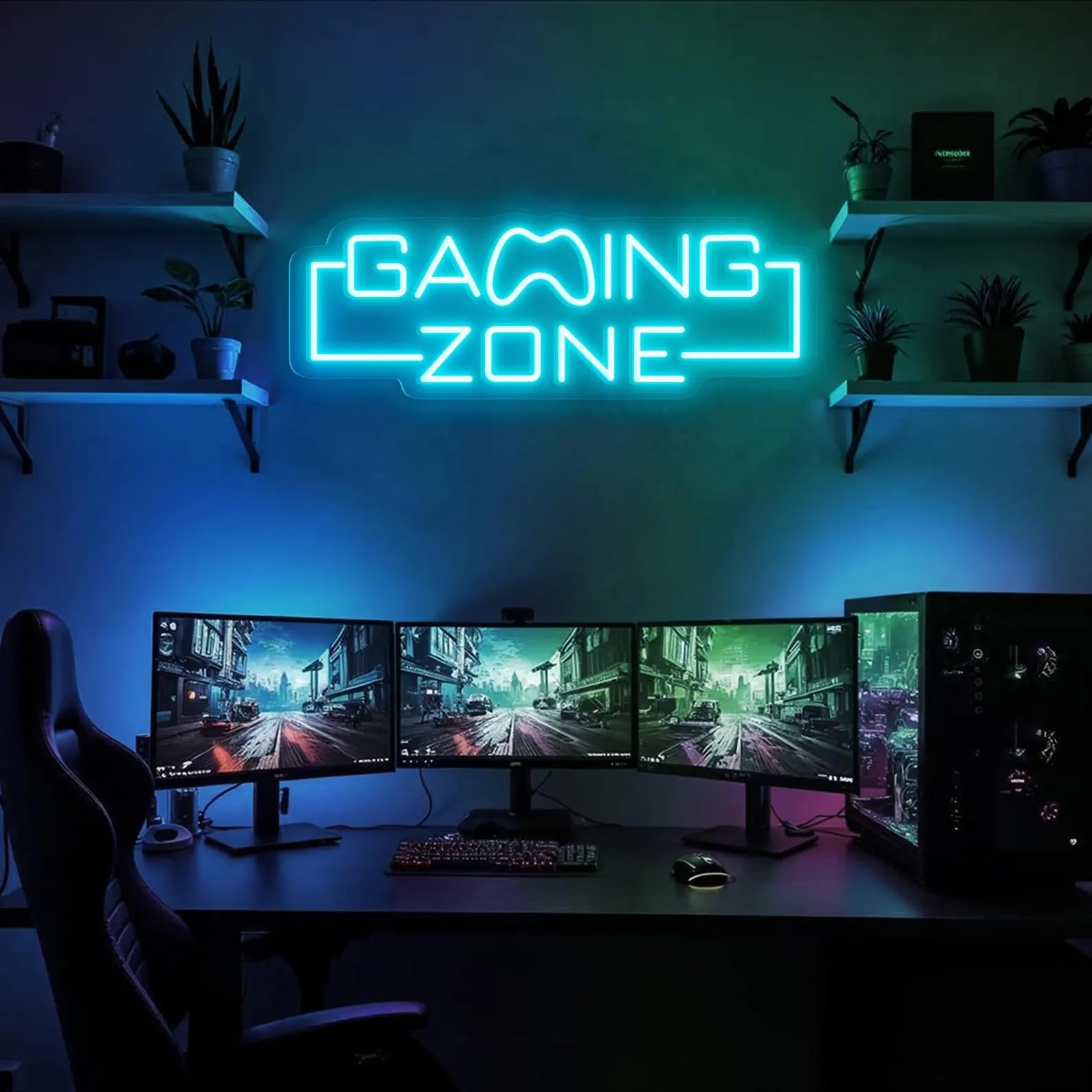Gaming Zone neonowe światło dla nastolatków, dekoracja pokoju zabaw, tabliczka świetlna do dekoracji ścian zasilany przez USB, oświetlenie LED, prezent dla graczy, chłopców, dzieci