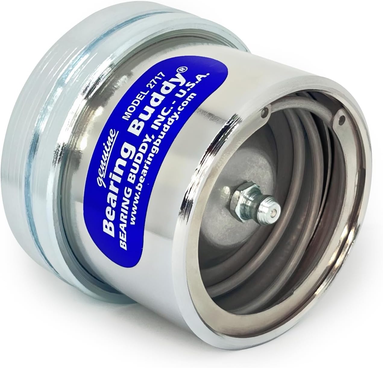 Bearing Buddy 2717 - USA-Made Chrome Plated Wheel Bearing Protectors w/ 23B Bra - Trailer Hub Dust Cap Replacement for Boats, ATVs, Utility Trailers & More - Only Fits Hubs w/ a 2.717” Inside Diameter