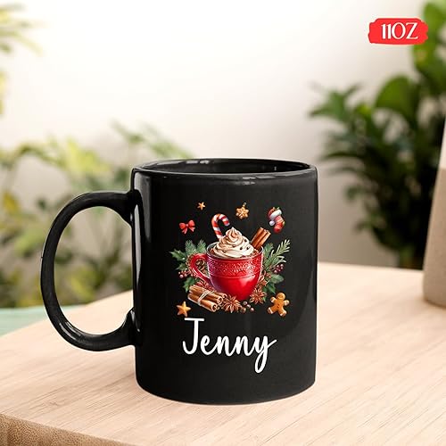 Vista 70 de Taza de café de Navidad personalizada con muñeco de nieve, taza de cerámica de Navidad, taza de Navidad personalizada con nombre, taza de Navidad