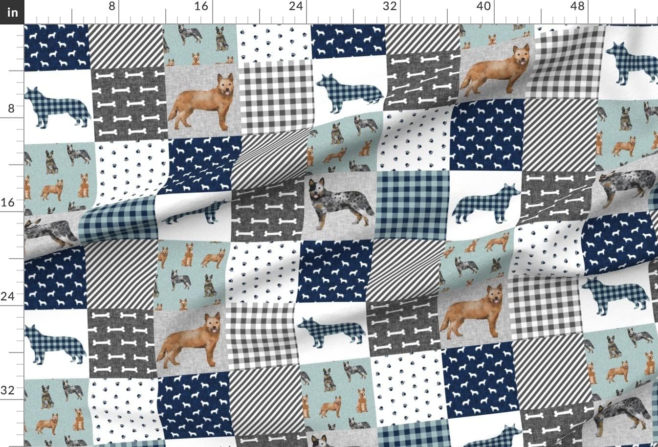 Spoonflower Fabric - Cheater Quilt Wholecloth Dogs Pet Pets Australian Cattle Dog Printed on Minky Fabric by The Yard - Sewing Baby Blankets Quilt Backing Plush