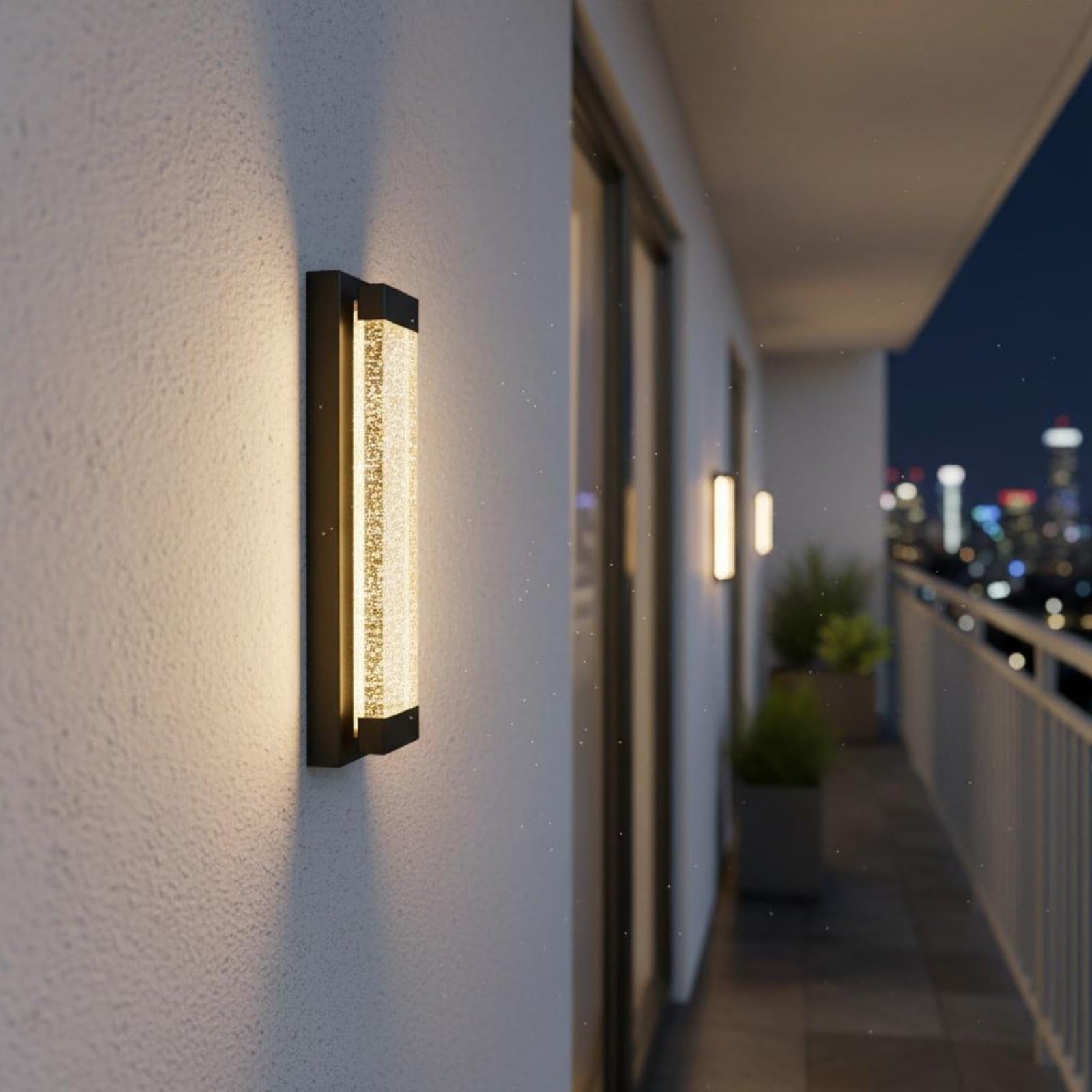 Gralara Lampe Murale Étanche Branchement Secteur Applique Murale Nordique Blanc Chaud 3000K Éclairage Extérieur pour Balcon, Terrasse, Entrée, 55 Cm, Modèle Standard Sans Projecteur