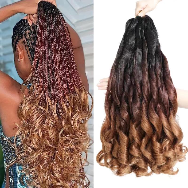 BLUONASI French curl braiding hair 22 inch loose wave braiding hair 8 Pack pre stretched Braiding Hair extensions French Curl Cheveux Synthetic Hair Extensions...