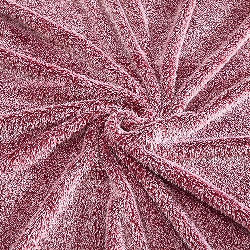 Image of Exclusivo Mezcla Plush Fuzzy Fleece Bed Blanket King Size, Super Soft, Fluffy and Warm Blankets for Couch, Bed, All Season (Mixed Deep Red, 90x104 inches)