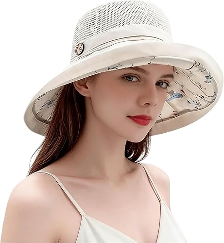 Sombrero de malla para mujer, sombrero de playa, sombrero de pesca, para exteriores, con protección UV, plegable, para viajes, senderismo
