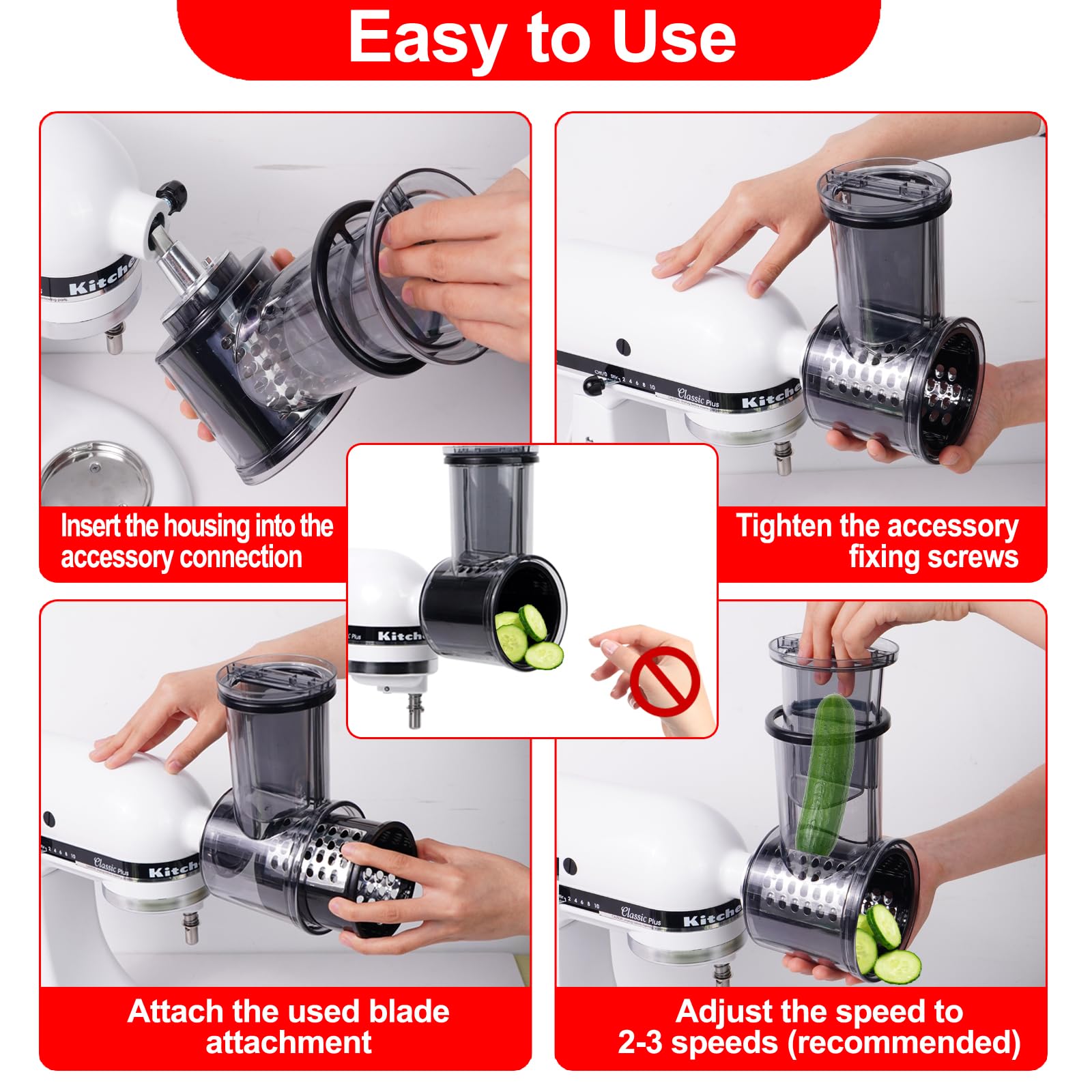 Przystawka do krajalnicy/rozdrabniacza do miksera stojącego Kitchen Aid z 5 ostrzami, nasadka do tarki do sera, kompatybilna z akcesoriami do miksera Kitchen Aid