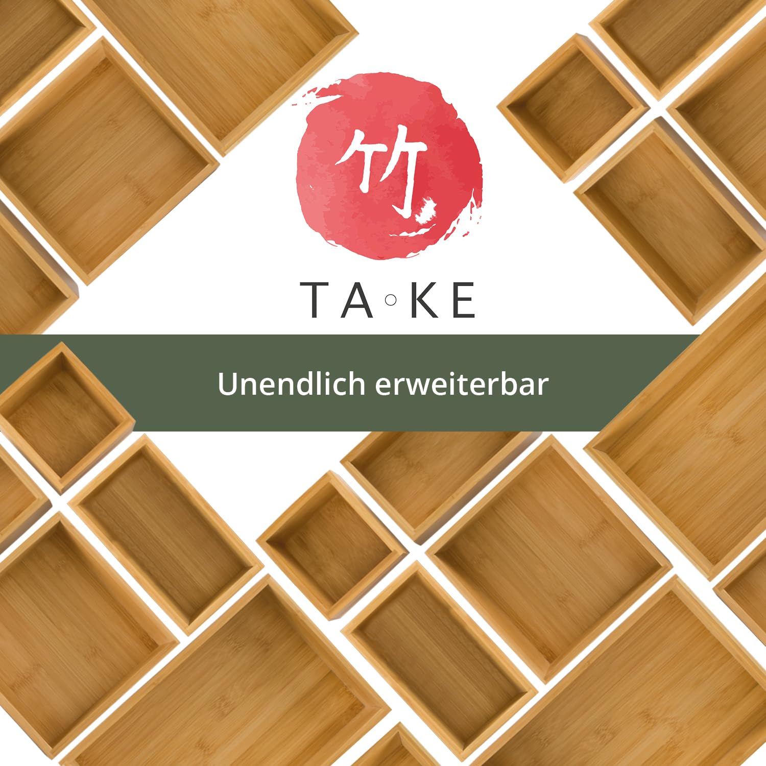TAKE® 6-teiliges Schubladen Organizer aus 100% Natur Bambus - Boxen in vers. Größen für Küche, Bad & Büro, Schminktisch Organizer Bad, Drawer Organizer