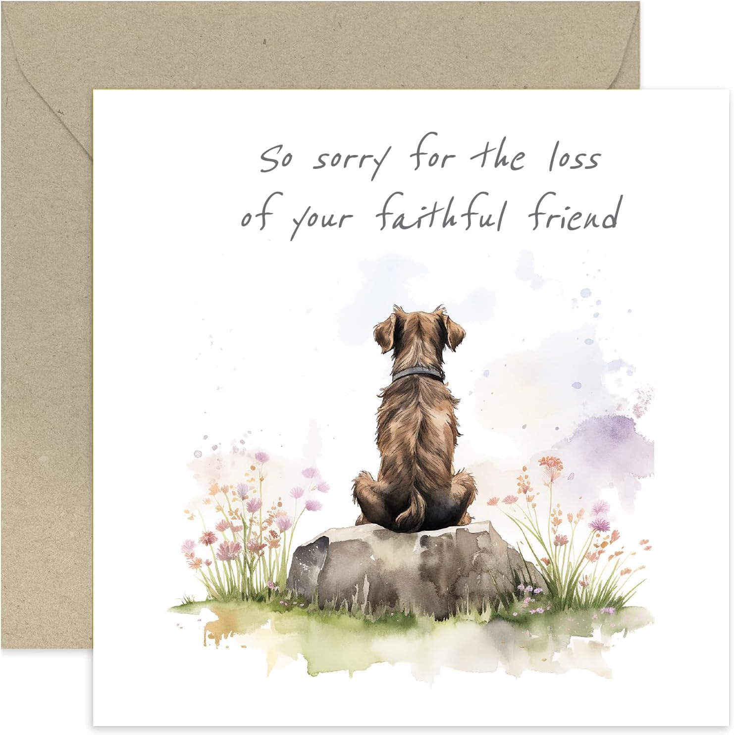 Old English Company Thinking of You Card for Pet Owner - Thinking of You Gifts - Condolences Card for Loss of Dog - Condolences, Bereavement, Sorry for Your Loss | Blank Inside Envelope
