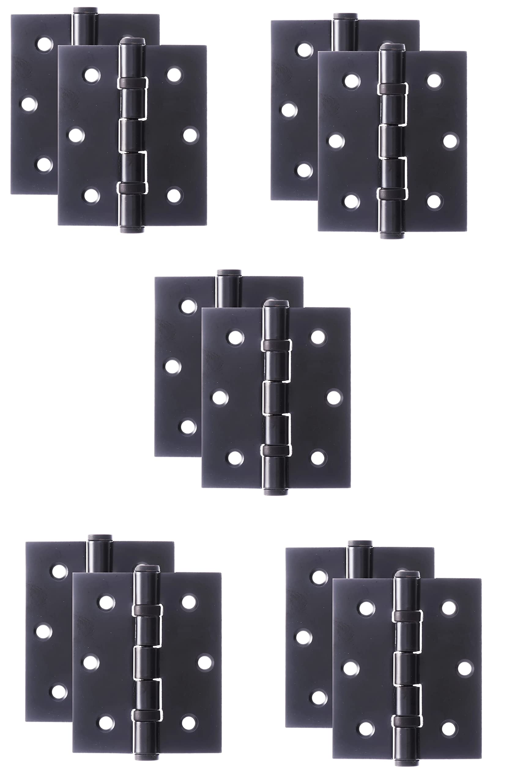 Golden Grace Black Ball Bearing Hinges In Matt Finish, Timber Door Hinge - 5 Pairs - 75Mm 3"