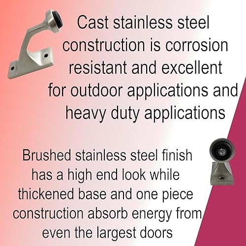 Miniatura 2 de Harris Hardware 4153-B Tope de puerta de acero inoxidable fundido de 90 grados con parachoques de goma, 1 paquete