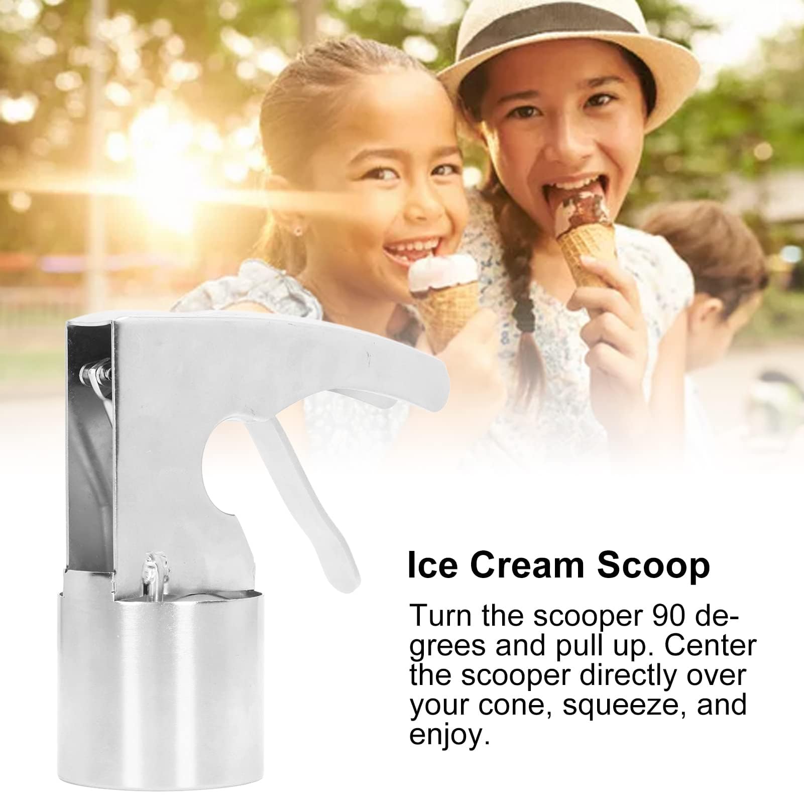 Cuillère à glace en acier inoxydable avec gâchette - Ustensiles de cuisine faciles à utiliser