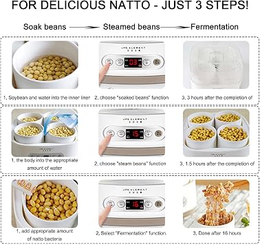 Automatic Electric Natto Fermenter, 1.5L Adjustable Temperature Yogurt Machine with Smart Panel Control, 4 Modes, Power-Off Memory Function, 4 High Temperature Resistant Container